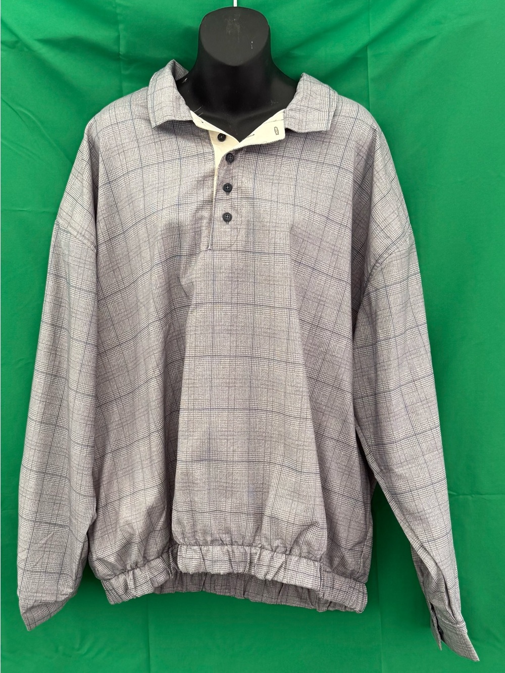 Bastion Golf Plaid Pullover Windshirt — Grey Glen Check, Men's XL, USA